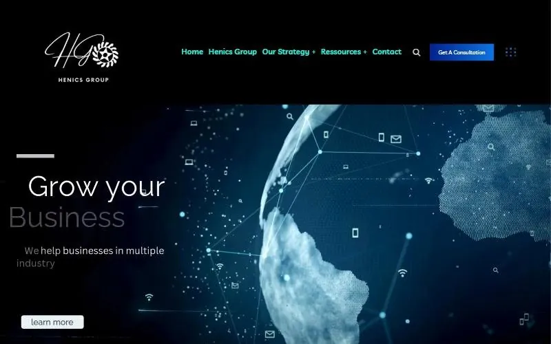 Startseite der Website der Henics Group